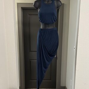Elegant Navy Blue Women's Skirt set